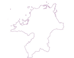 福岡県　地図　白　イラスト