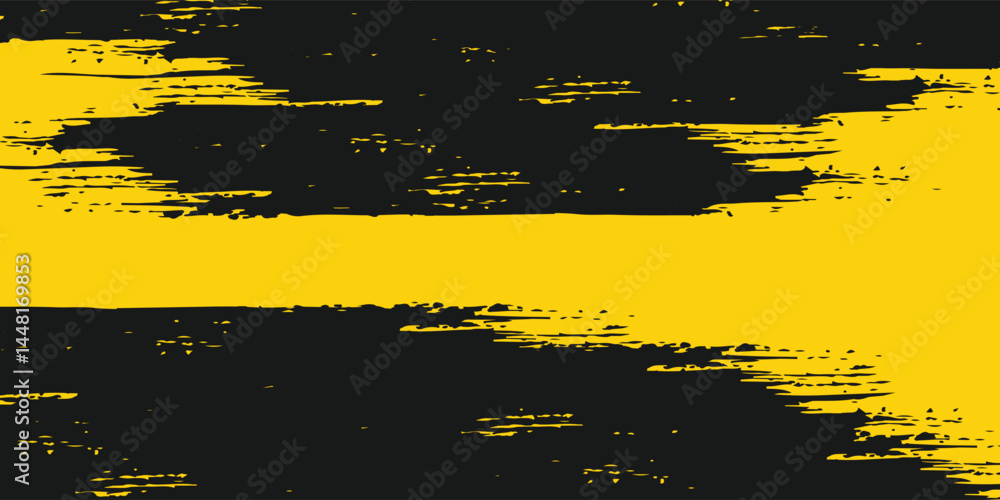 Poster yellow and black backdrop with dot halftone pattern element. abstract brush grunge background. vecto