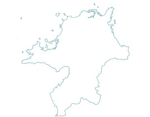 Obraz premium 福岡県 地図 白 イラスト