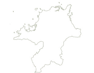 福岡県　地図　白　イラスト