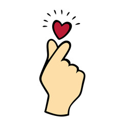 Obraz premium hand making small heart. I love you or mini heart sign. korea love hand sign