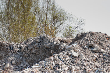 a mountain of construction waste stone and rubble