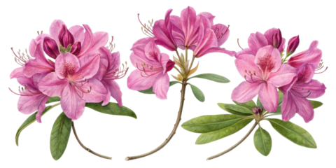 Beautiful rhododendron flowers bloom shades of pink, showcasing their delicate petals and lush green leaves, creating vibrant display of nature
