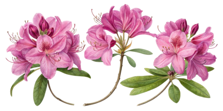 Beautiful rhododendron flowers bloom shades of pink, showcasing their delicate petals and lush green leaves, creating vibrant display of nature