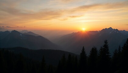 Obraz premium Mountain Peak Sunset View