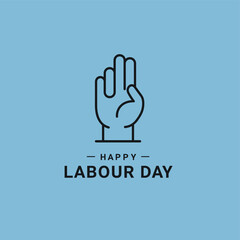 Obraz premium Happy Labour Day: Minimalist hand gesture design for Labour Day celebration.