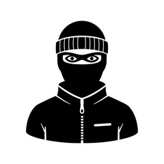 Masked Intruder: A stark illustration of a masked figure, shrouded in anonymity and mystery. A visual representation of crime, secrecy, and the shadowy underworld.