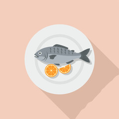 Seafood Delight: a fresh fish dish, beautifully arranged on a plate, garnished with orange slices, ready to tantalize the taste buds, showcasing culinary artistry.