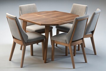 Modern Wood Dining Set 4-Seater Table & Chairs