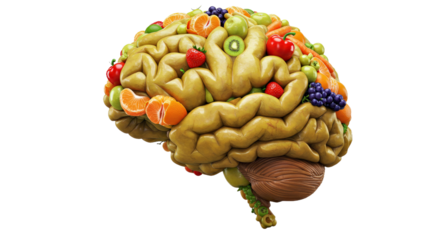 Brain Shape Made of Fruits Healthy Living Eating Concept Brain Food Nutrition Diet Mental Health Idea