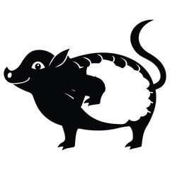 Vector flat black silhouette of a pig isolated  Adobe Illustrator Artwork