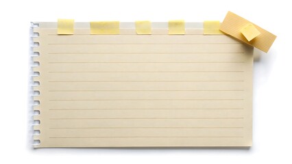 Note paper with adhesive tape isolated on white background