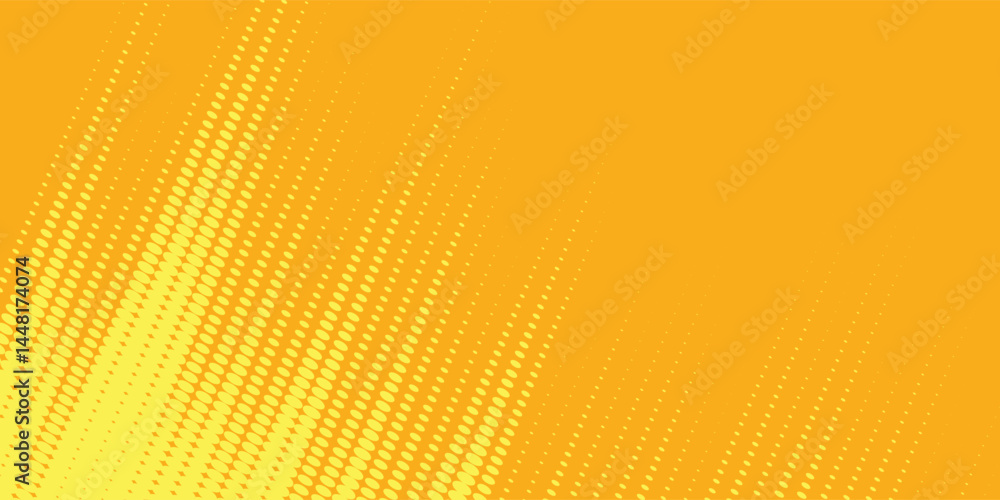 Poster yellow and black backdrop with dot halftone pattern element. abstract brush grunge background. vecto
