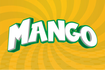 3d green yellow mango editable text effect in a sun brush background. Vector editable text effect	
