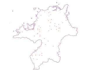 福岡県　地図　白　斑点　イラスト