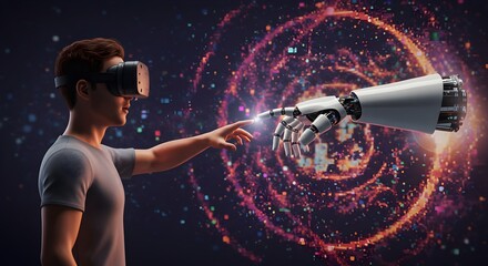 Human and Machine Interaction in Virtual Reality with Cosmic Background