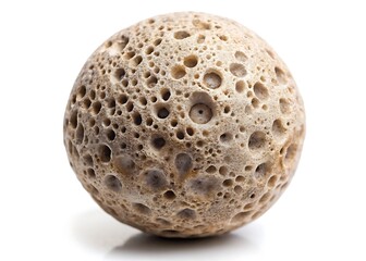Stone ball on the surface pores isolated on white background