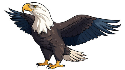 Obraz premium Detailed Eagle Cartoon Bird Icon for Graphic Design Projects on White Background