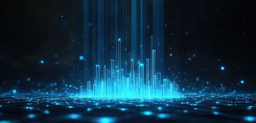 Futuristic Glowing Blue Cityscape