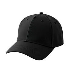 Fototapeta premium Blank Black Baseball Cap Mockup isolated on a transparent background.