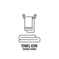 Towel Line Style Vector Icon Black with White Background Flat Design Illustration