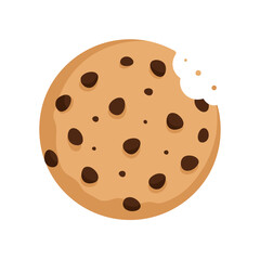 A Bite of Delicious: A delectable, single chocolate chip cookie with a missing bite, inviting indulgence. It is a celebration of sweetness and simple pleasures.