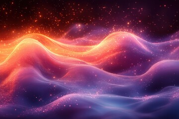 Obraz premium Abstract Glowing Waves Vibrant Purple and Orange Energy Landscape