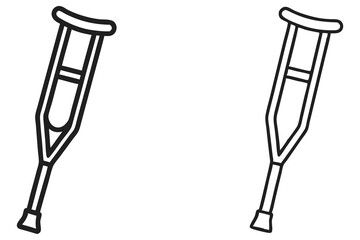 Two crutches are shown in black outline against a white transparent backdrop for easy placement