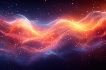 Abstract Cosmic Wave Glowing Nebula in Vibrant Red and Blue Hues