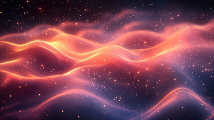 Fototapeta premium Abstract Cosmic Waves Glowing Nebula and Celestial Dust