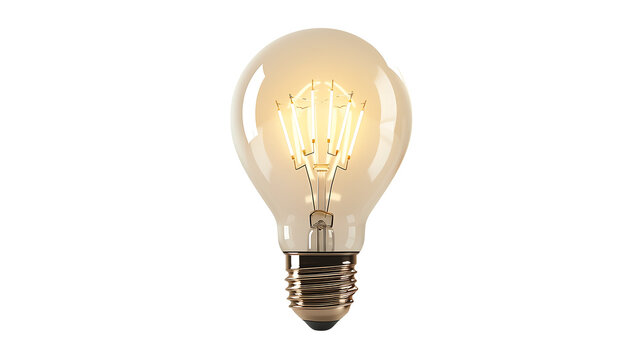 A glowing light bulb with a clear glass enclosure and visible filament on a black background space
