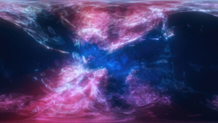 A mirrored abstract pink and blue swirling energy, forming a cosmic and futuristic design
