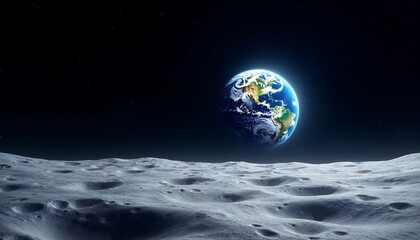 Earth From Moon Landscape