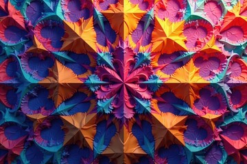 Intricate tessellation of colorful geometric shapes , bold, mosaic, fabric