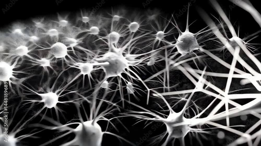 Aufkleber abstract illustration of neurons with axon network for scientific and technological concept on a dar