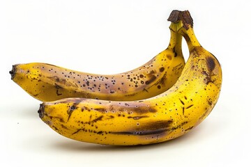 Two Overripe Bananas with Black Spots and Brown Skin