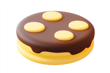 3D cartoon chocolate coin icon in golden brown and milky beige, ultra-high-definition details and 16K resolution, white background.