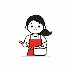 girl Cooking while stirring something in a pot 