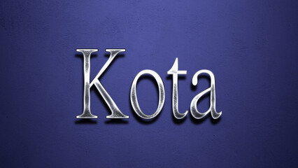 3D Chrome name design of Japanese name Kota on blue Background.	