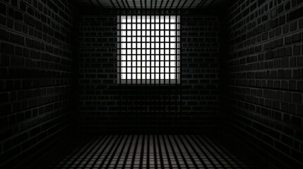 The beam of light hitting the room from the iron-barred window resembles a prison, dungeon or an abandoned building.