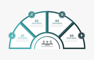 Semi-Circular Business Infographic with Four Key Steps