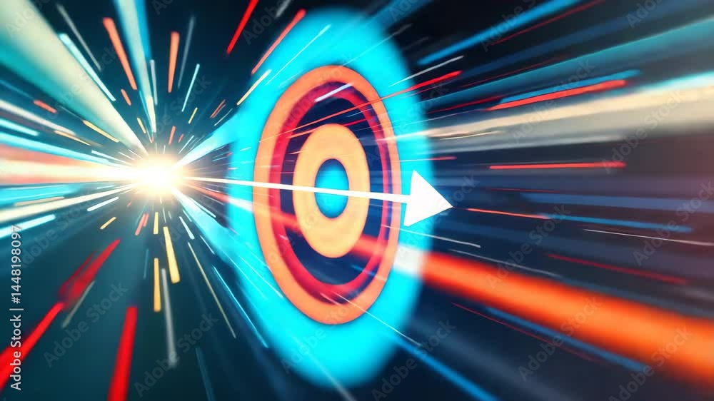 Poster a vibrant, abstract representation of speed and motion, featuring dynamic lines and a bright focal p
