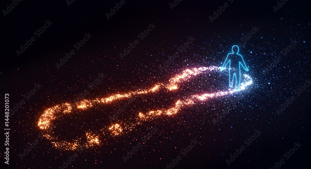 Poster illuminated path: a conceptual journey through digital space and discovery
