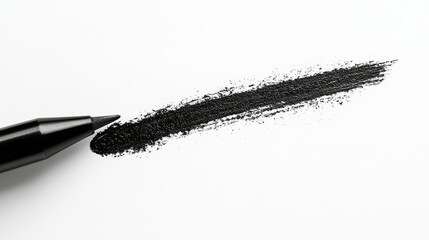 Black eyeliner stroke on white paper