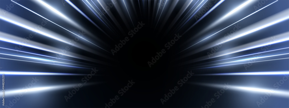 Aufkleber modern abstract high-speed movement. dynamic motion light trails with motion blur effect on dark bac