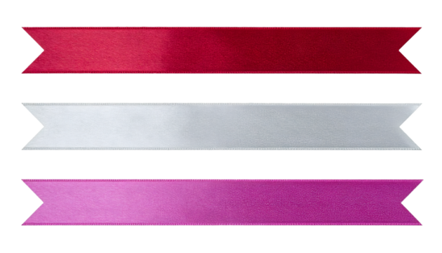 Red, white and pink ribbons with transparent background, ideal for decorations and embellishments - Powered by Adobe