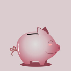 Smiling Pink Piggy Bank Icon for Savings, Budget Planning, and Investments