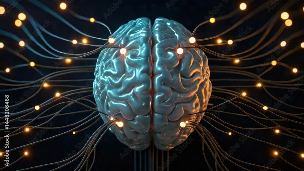 Aufkleber a visually striking digital representation of a brain with glowing connections, symbolizing intellig