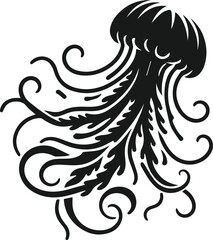 Vector silhouette of a jellyfish
