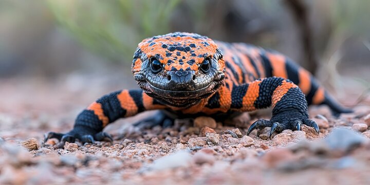 wildlife photo of gila monster in its natural southwestern desert habitat